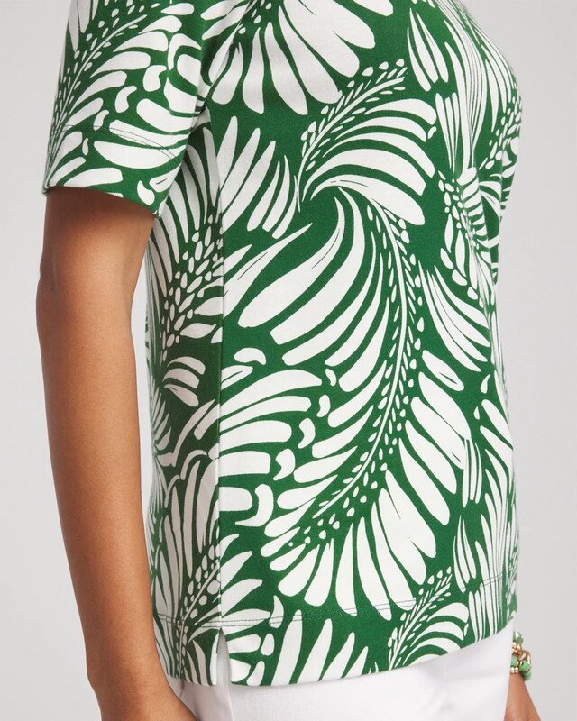 Palm-Frond-Motif Classic-Fit Pima Tee - image 4
